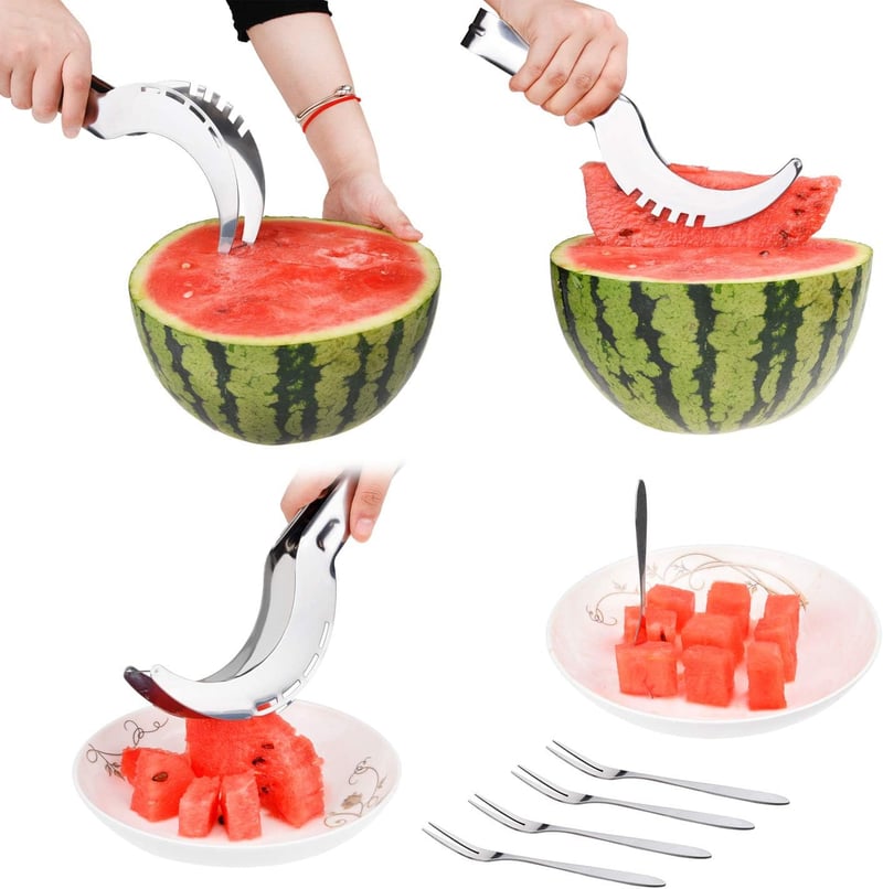 Edelstahl Obstschneider-Set mit Melonenballer und 5 Gabeln