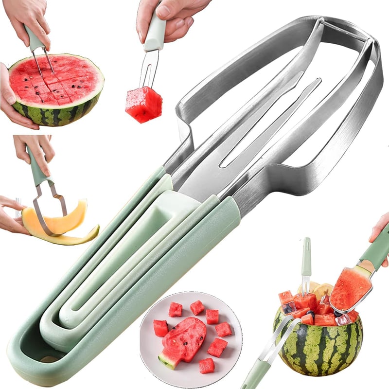 Edelstahl 3-in-1 Obstschneider für Wassermelonen – Sommer Küchenhelfer
