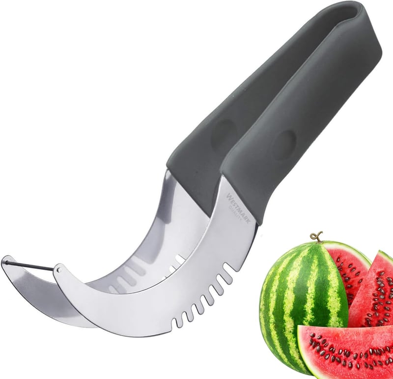 Melonenschneider aus rostfreiem Edelstahl mit 11 cm Klinge - Schwarz/Silber