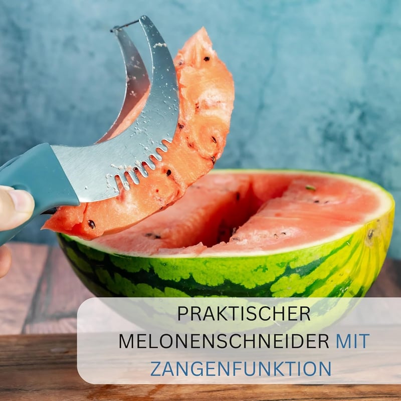 Melonenschneider aus rostfreiem Edelstahl mit 11 cm Klinge - Schwarz/Silber