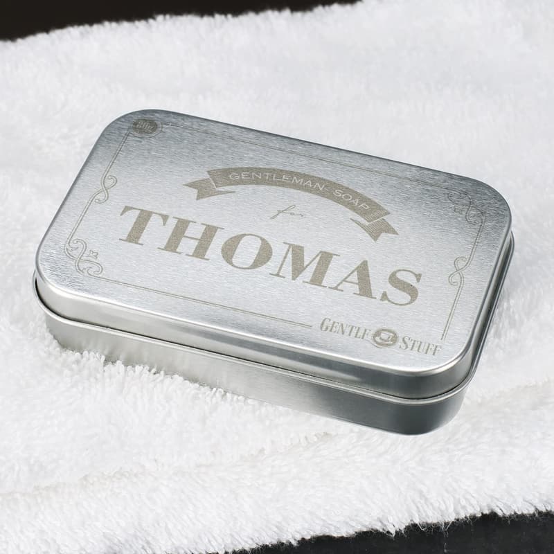Personalisierte Handseife für Männer in Metallbox, 80g