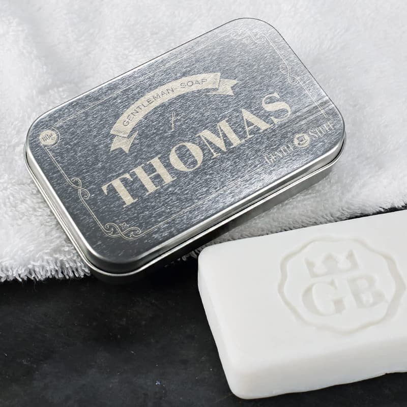 Personalisierte Handseife für Männer in Metallbox, 80g