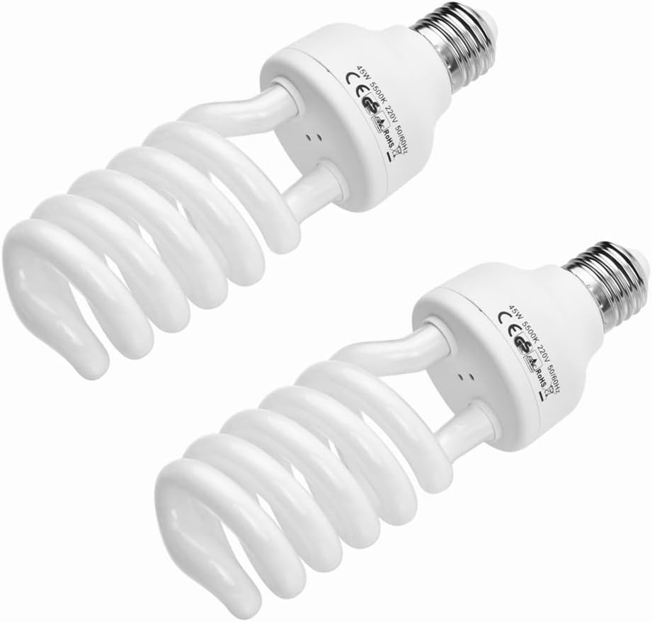 Andoer 2er Set 45W Fotolampe E27 für Studiobeleuchtung, 5500K
