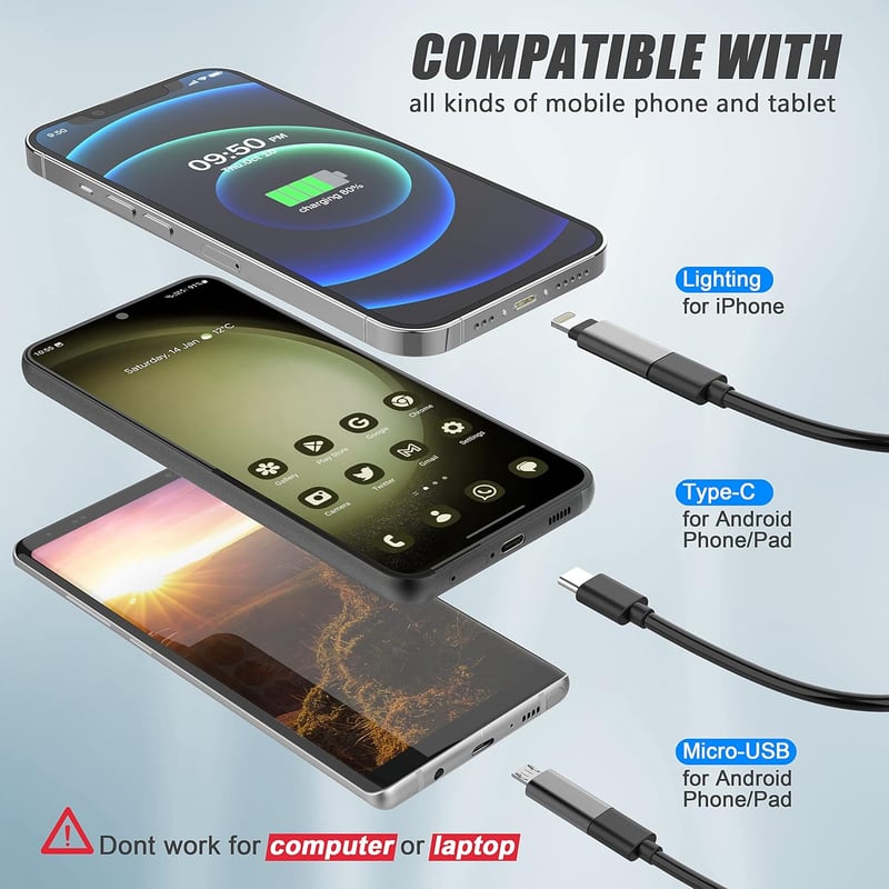 Inspektionskamera mit 8 LED für Android und iOS - 5 m