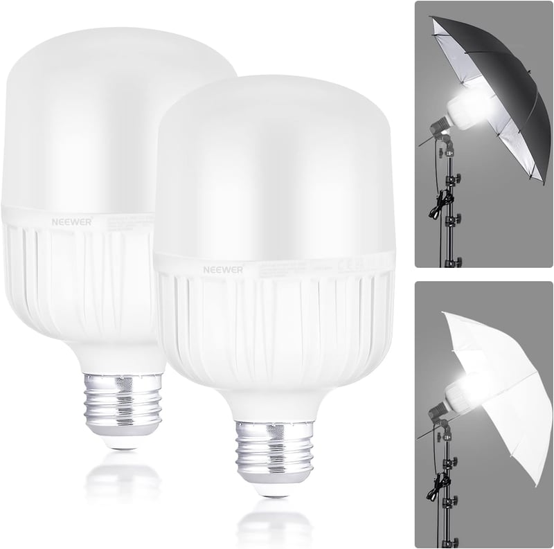 NEEWER LED Glühbirnen E27 35W – 2er Pack für Video Fotografie, 3450 Lumen