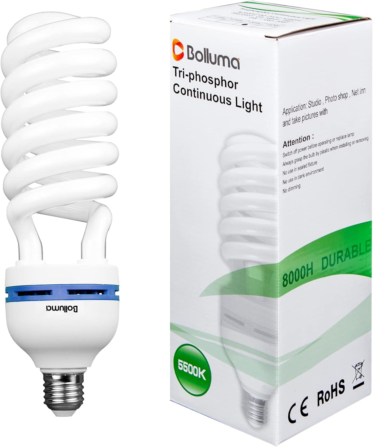 BOLLUMA E27 Tageslicht-Glühbirne 5500K für Fotostudio-Beleuchtung