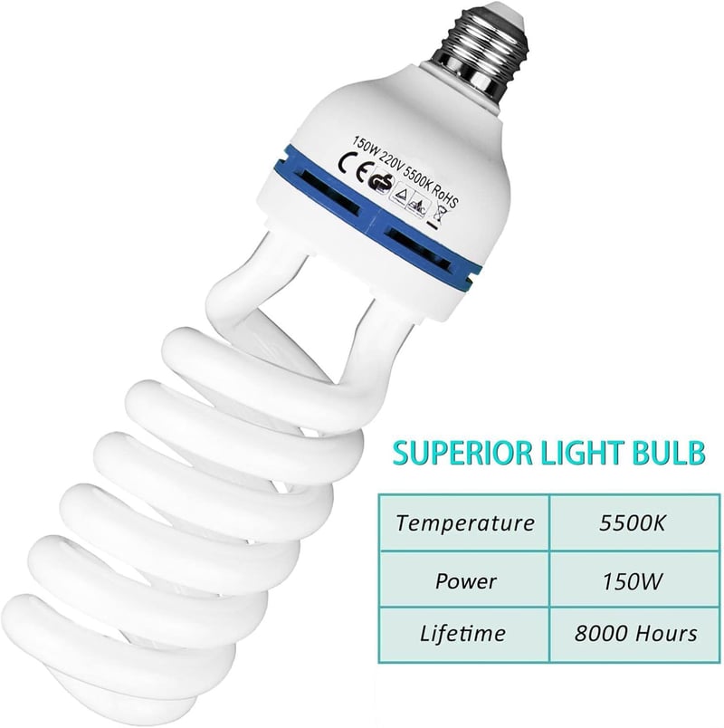 BOLLUMA E27 Tageslicht-Glühbirne 5500K für Fotostudio-Beleuchtung