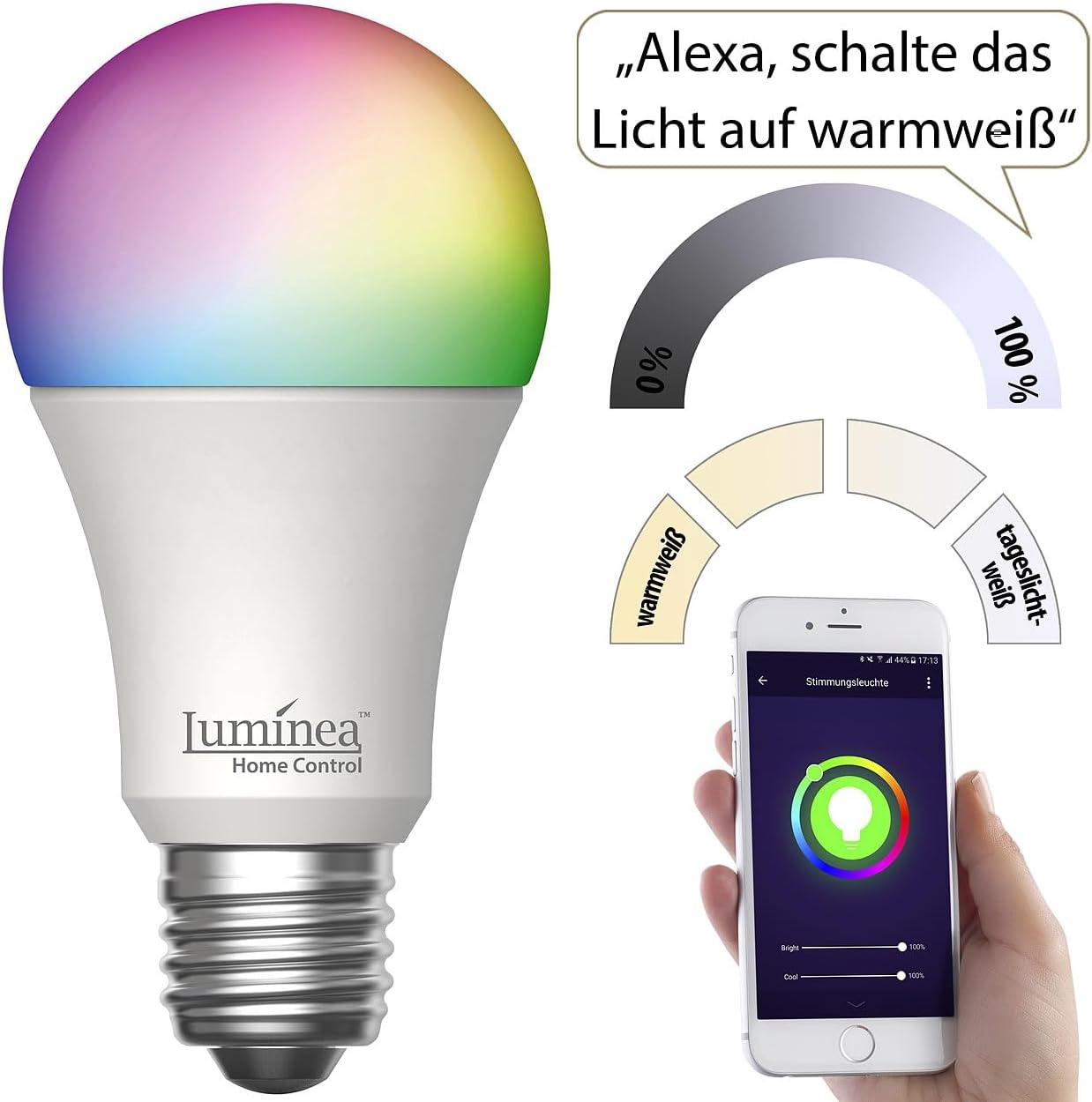 WLAN RGB-CCT LED-Lampe E27, 11 W – Smart Lampen für Stimmungslicht