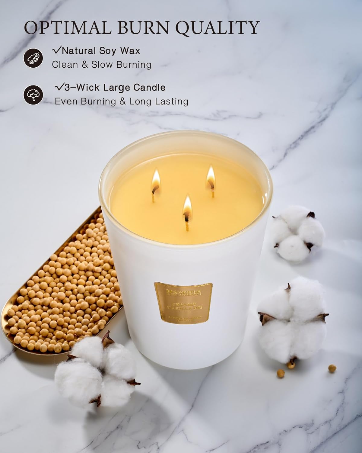 Duftende Vanille-Aromakerze 990g – 150 Std. Brennzeit, Geschenk für Frauen