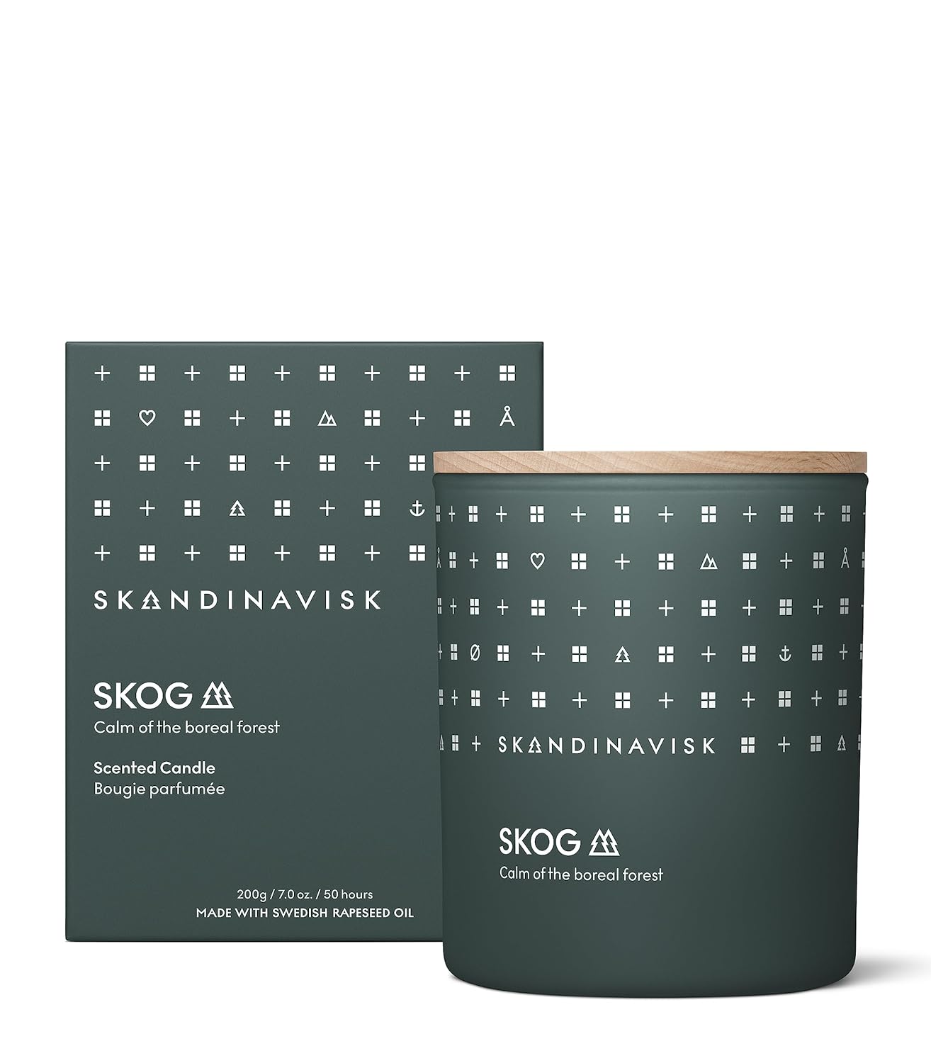 Skandinavisch 'Wald' Duftkerze – Kiefernnadeln & Birkensaft, 200 g