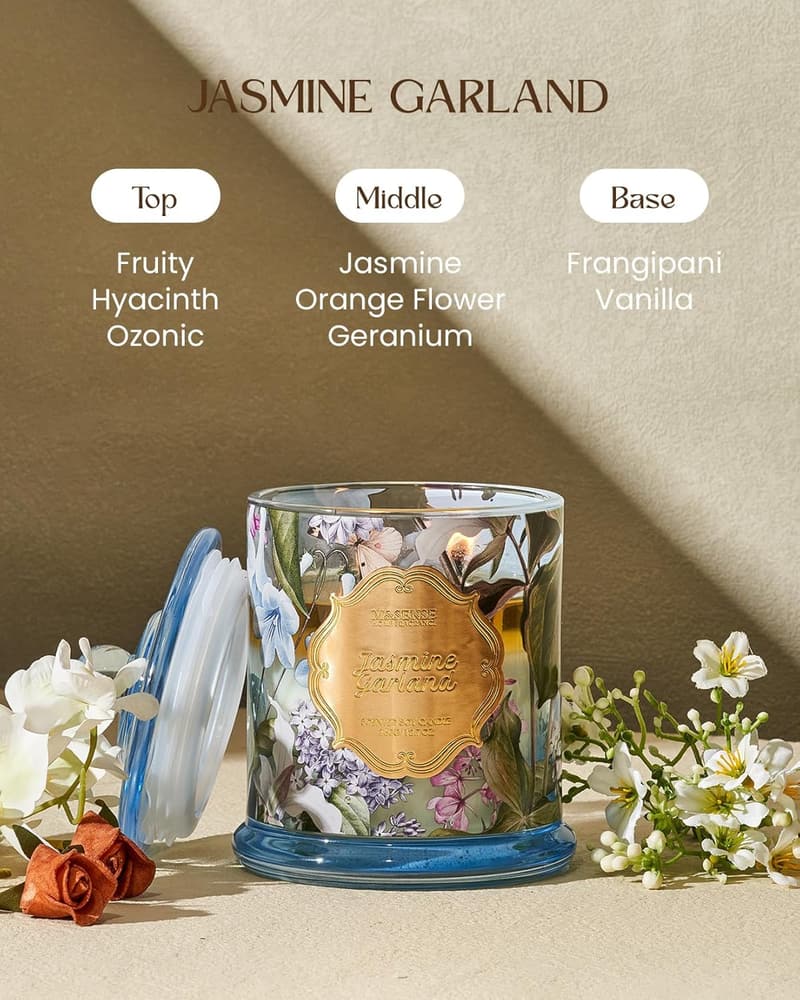 Jasmin-Duftkerze im Glas – 360g Sojawachskerze für stilvolle Heimdeko