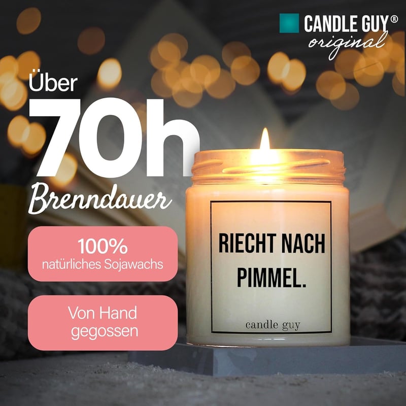 Handgemachte Duftkerze im Glas aus 100% Sojawachs – 70h Brennzeit, freches Geschenk für Frauen, Geburtstag