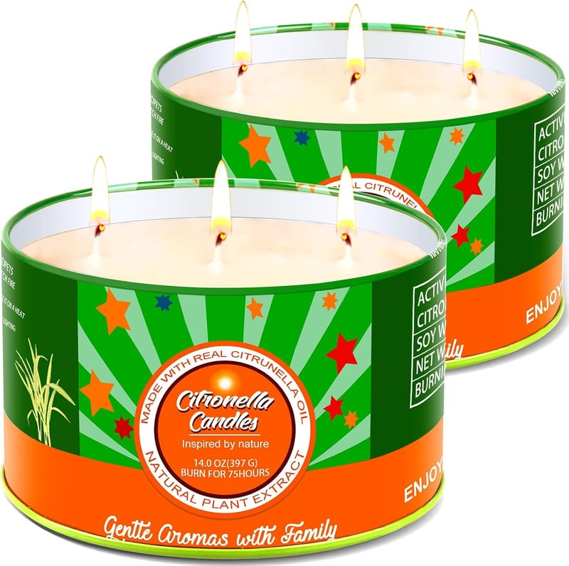 Aottom Citronella Gartenkerze 2 x 400g - Natürlicher Sojawachs, 160 Std. Brennzeit