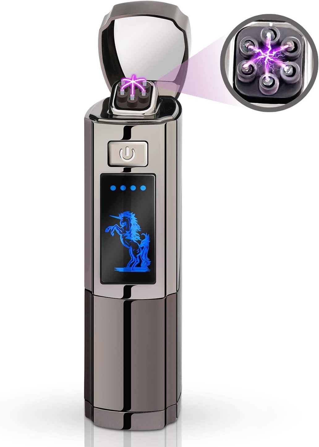 AngLink USB Aufladbares Plasma Feuerzeug mit LED Anzeige