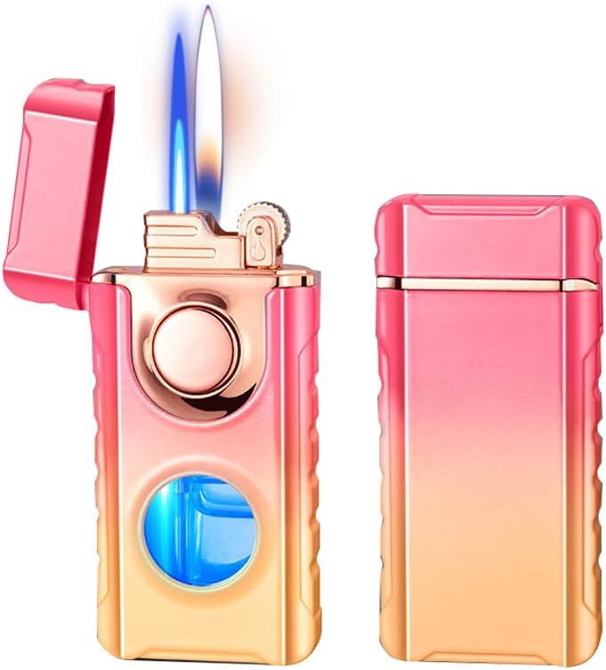 Sturmfeuerzeug Jetflame, nachfüllbar, winddicht, tragbar (Pink-Orange)