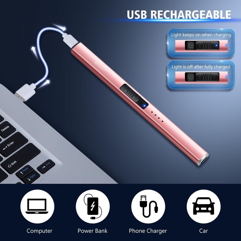 Elektrisches USB Feuerzeug für Küche und Anzünden, winddicht
