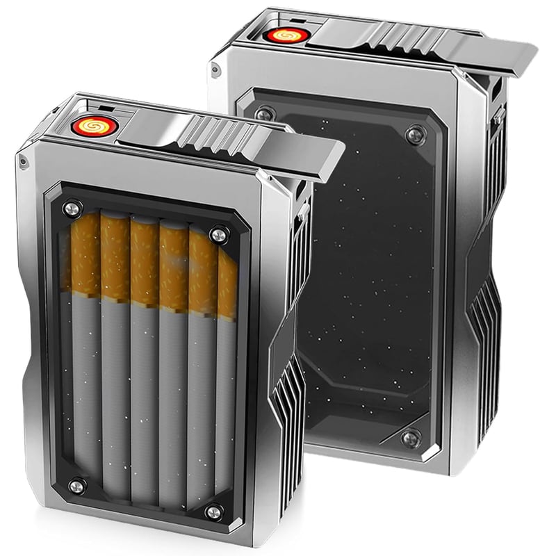 Zigarettenetui Set mit integriertem Type-C Feuerzeug für King Size