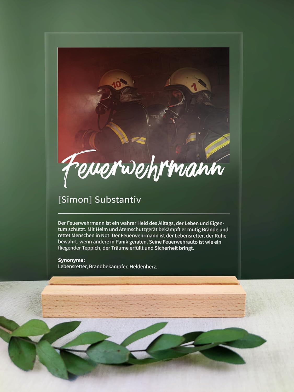 Personalisierte Acryldekoration für Feuerwehrmänner