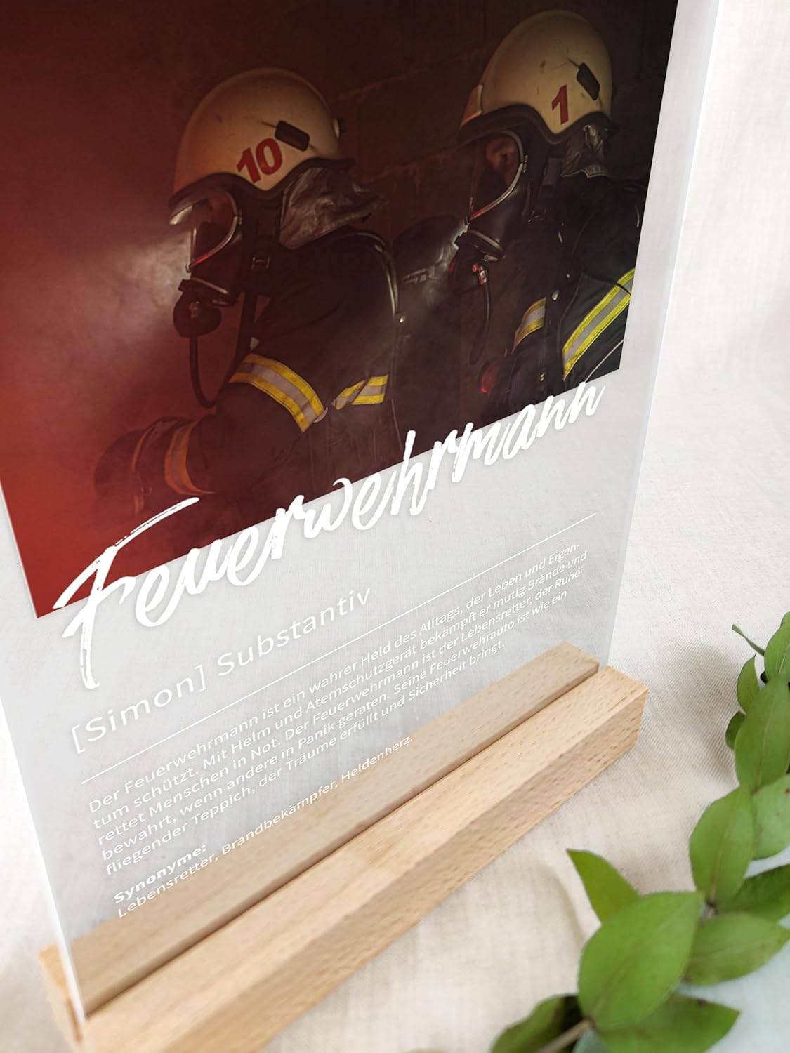 Personalisierte Acryldekoration für Feuerwehrmänner