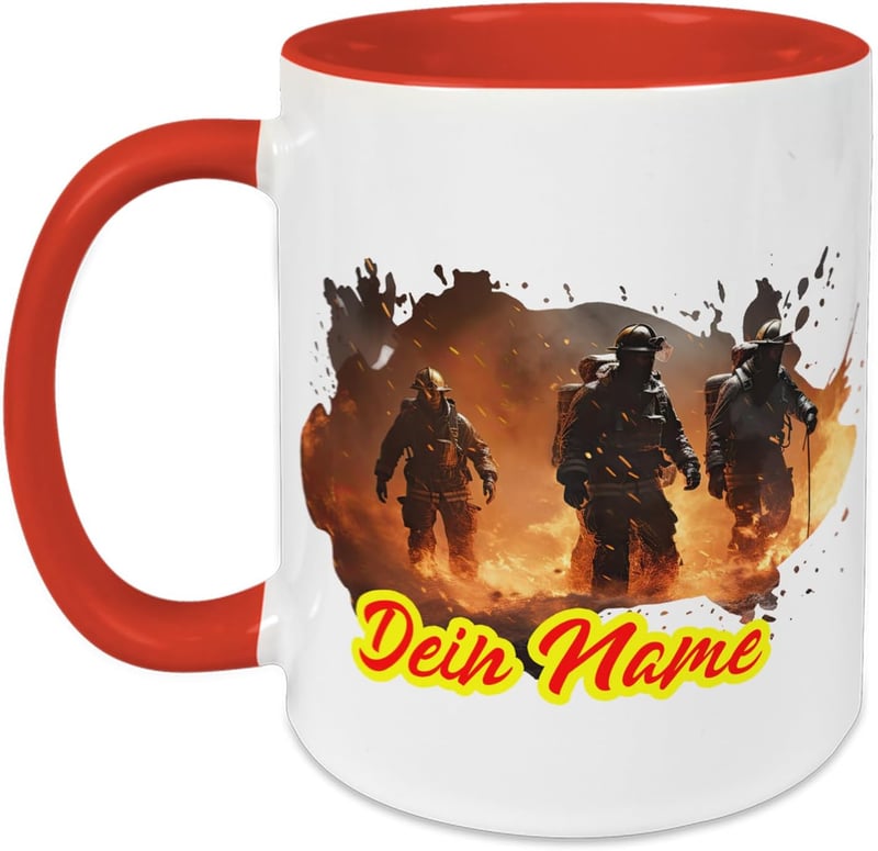Personalisierte Feuerwehrtasse für Männer und Jungen, 330ml Keramik