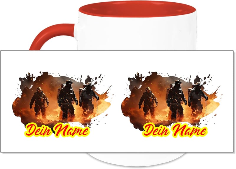 Personalisierte Feuerwehrtasse für Männer und Jungen, 330ml Keramik