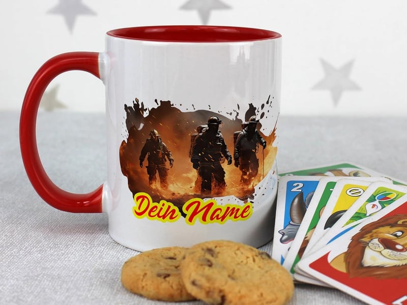 Personalisierte Feuerwehrtasse für Männer und Jungen, 330ml Keramik