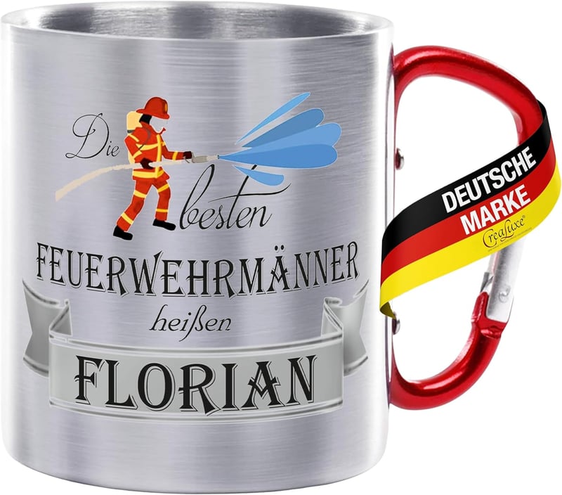 Personalisierte Edelstahltasse für Feuerwehrmänner - 330 ml