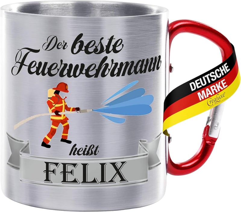 Personalisierte Edelstahl-Tasse für Feuerwehrmänner - 330 ml