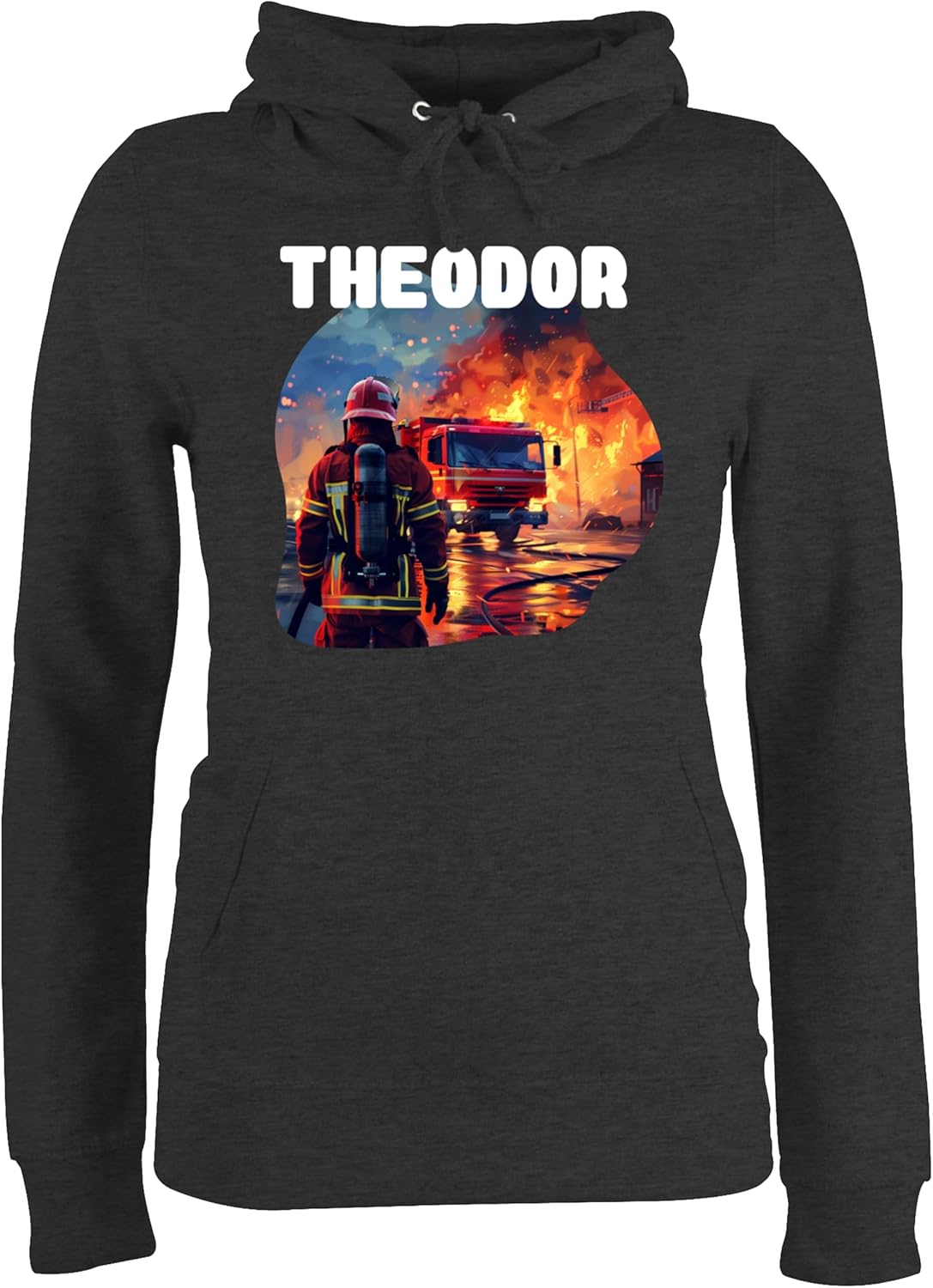 Personalisierter Hoodie für Frauen – Feuerwehrmann mit Namen