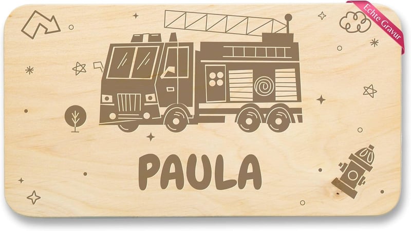 Personalisierte Holz-Frühstücksbrettchen Feuerwehr für Feuerwehrleute – 22x12 cm
