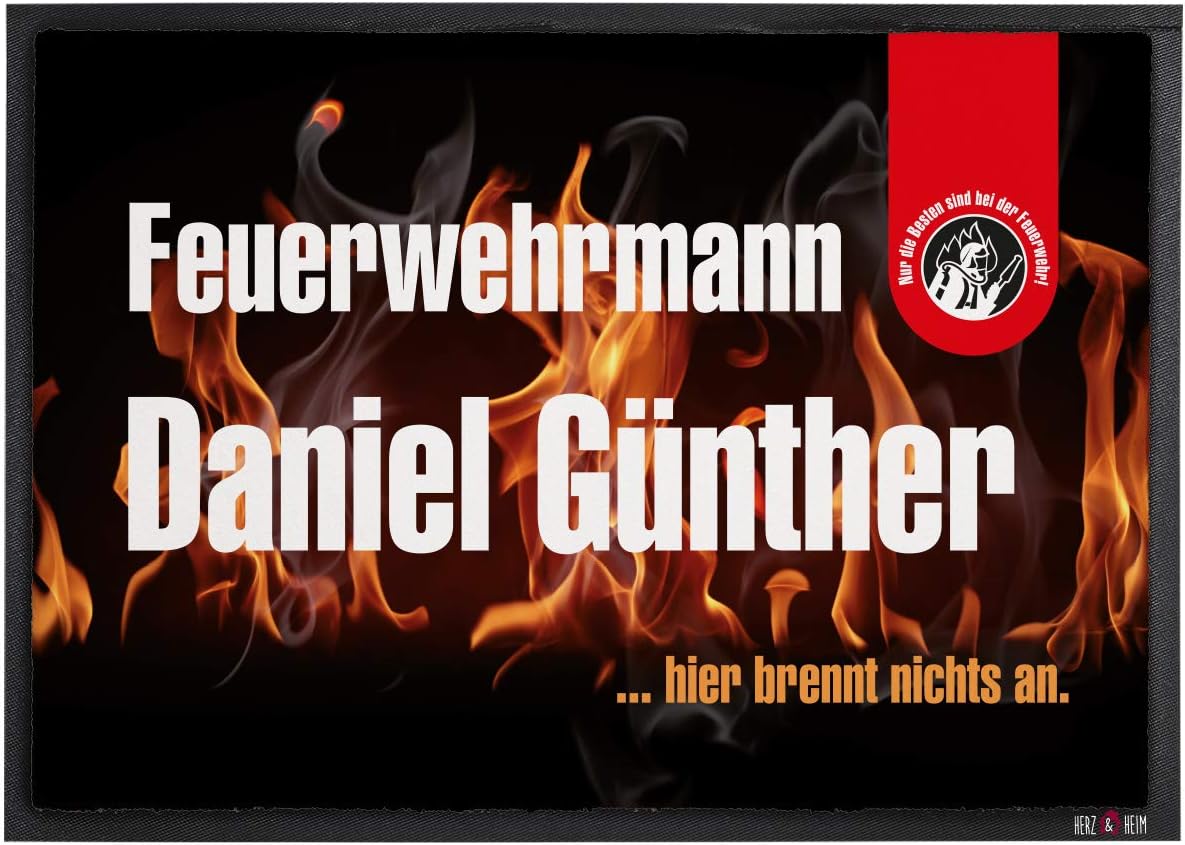 Personalisierte Feuerwehr Fußmatte für Feuerwehrmann/Frau 70x50 cm