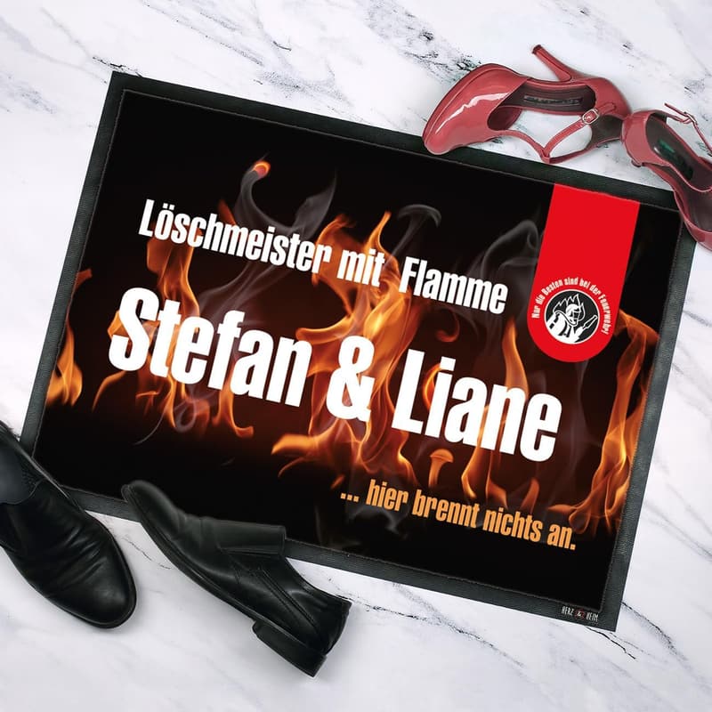 Personalisierte Feuerwehr Fußmatte für Feuerwehrmann/Frau 70x50 cm