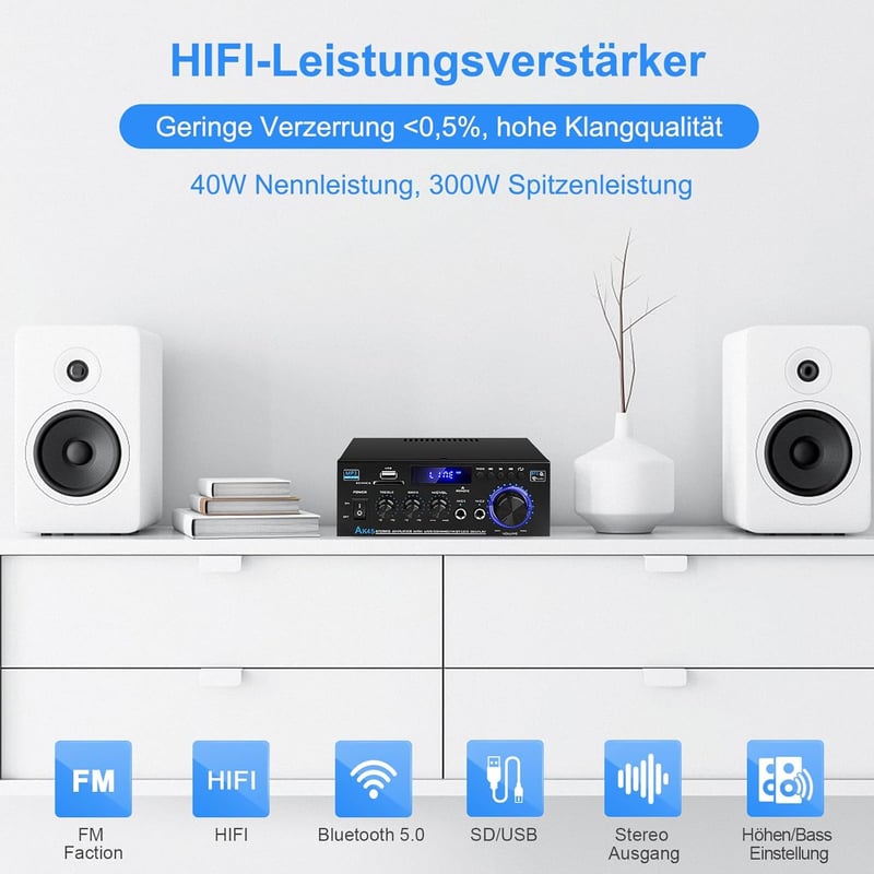 Mini Bluetooth HiFi-Verstärker 400W für Zuhause und Auto