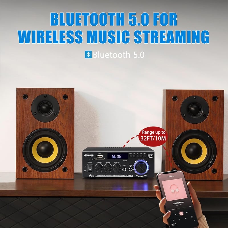 WOOPKER AK45 Pro 500W HiFi Mini Verstärker mit Bluetooth und Radio