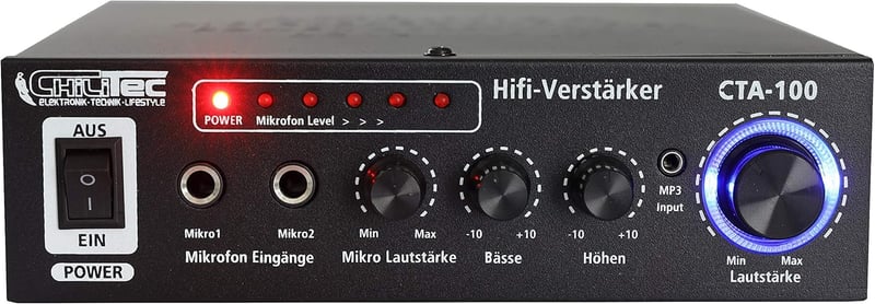 ChiliTec HiFi-Verstärker 100W Mini Stereo Endstufe für PC und Gaming
