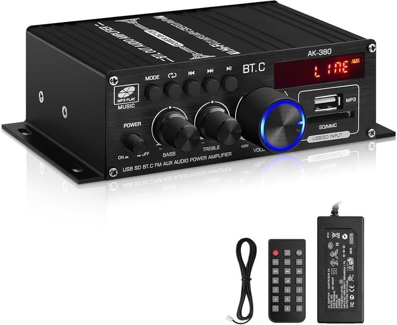 Mini HiFi Verstärker 2.0 Kanal 40W mit USB, SD und UKW-Radio