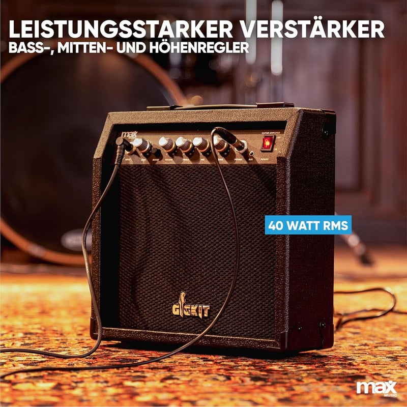 Kompakter Mini Gitarrenverstärker 40W mit Griff und Kopfhöreranschluss