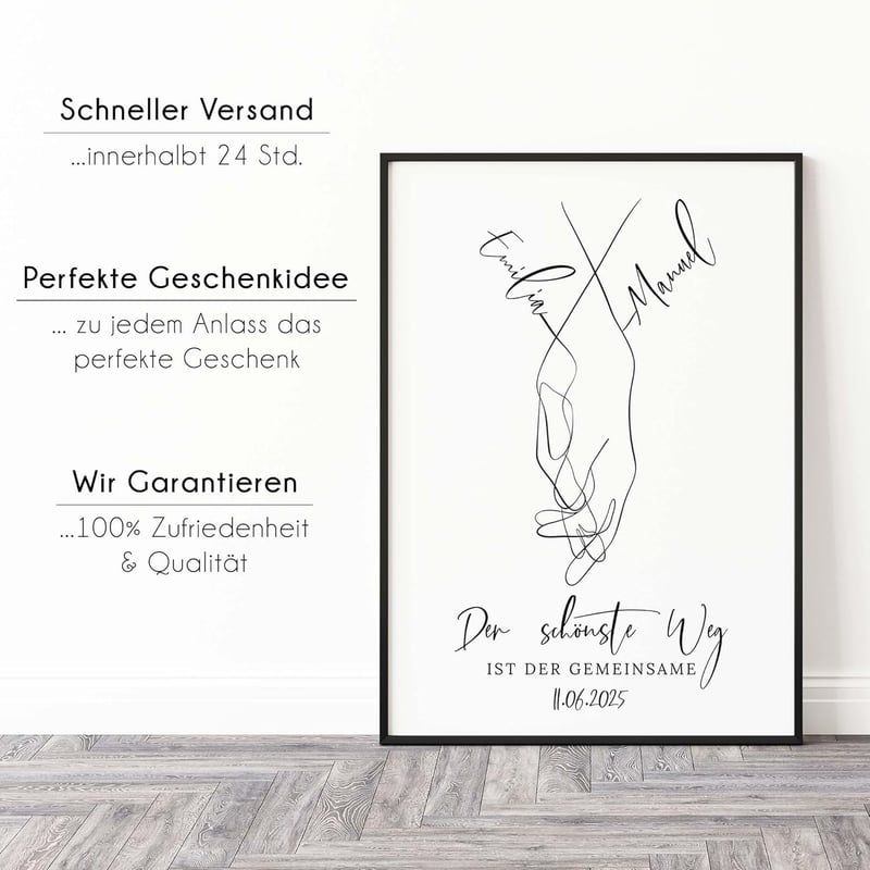 Personalisiertes Poster zur Hochzeit für Brautpaare
