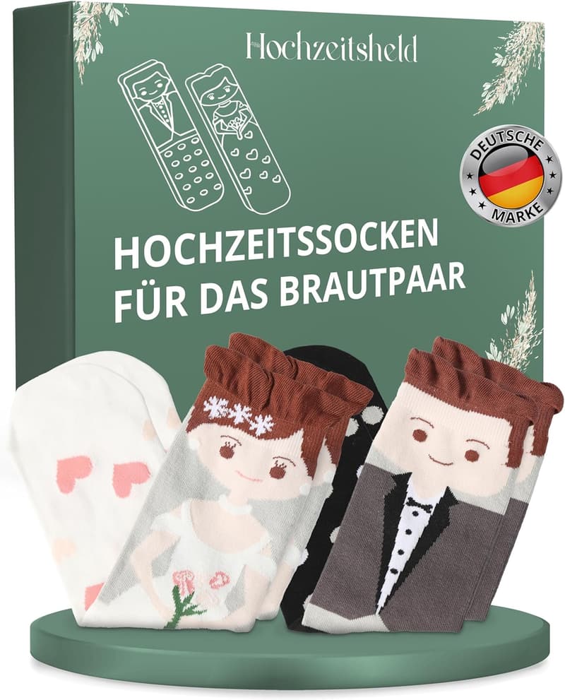 Hochzeitsgeschenk: Lustige Socken für Brautpaar – 2 Paar