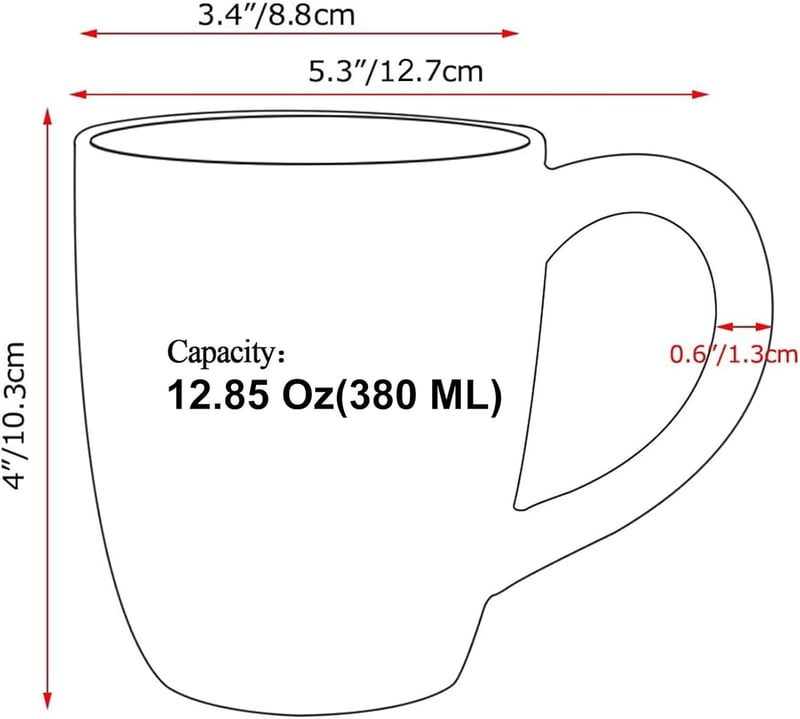 Moderne 6er Kaffeetassen aus Porzellan mit Reliefmuster – 380ml