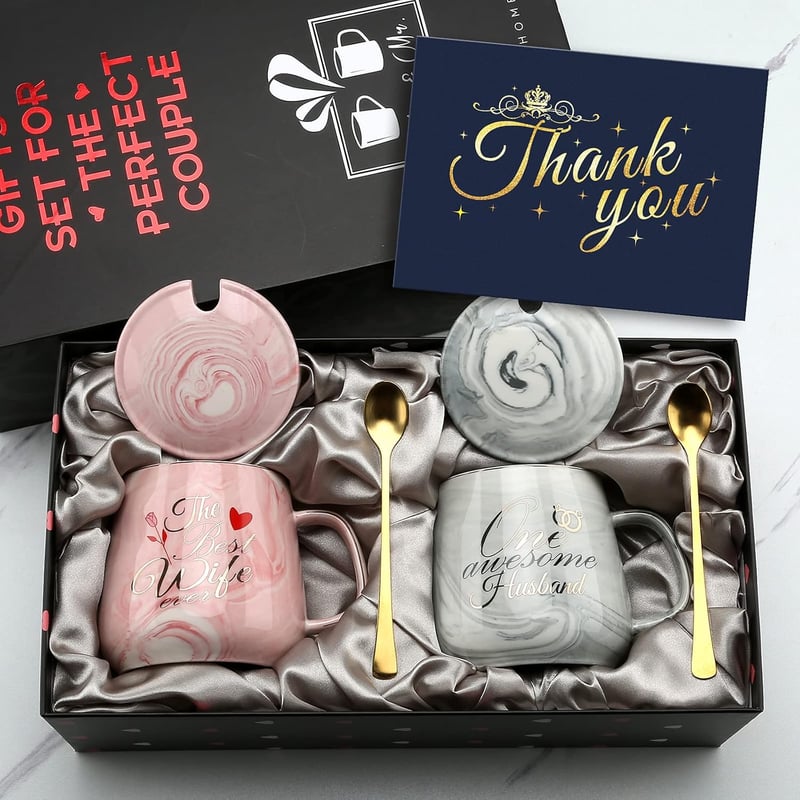 Kaffeetassen-Set für Paare – Lustige Geschenkidee zur Verlobung/Hochzeit – 15 OZ