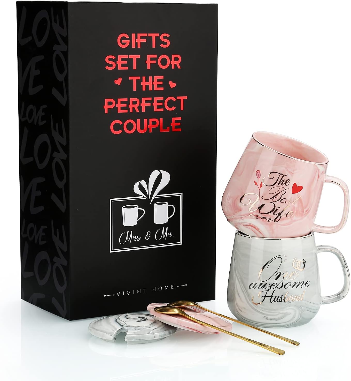 Kaffeetassen-Set für Paare – Lustige Geschenkidee zur Verlobung/Hochzeit – 15 OZ