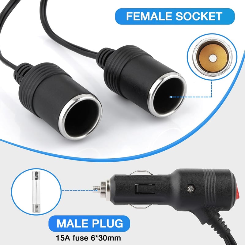 Zigarettenanzünder-Adapter für Auto und Motorrad, 12V/24V, 1-2 Ausgänge
