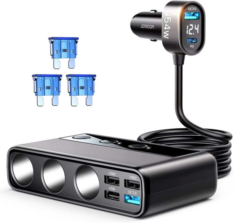 JOYROOM 210W Zigarettenanzünder Verteiler mit 5 USB Anschlüssen & 36W PD