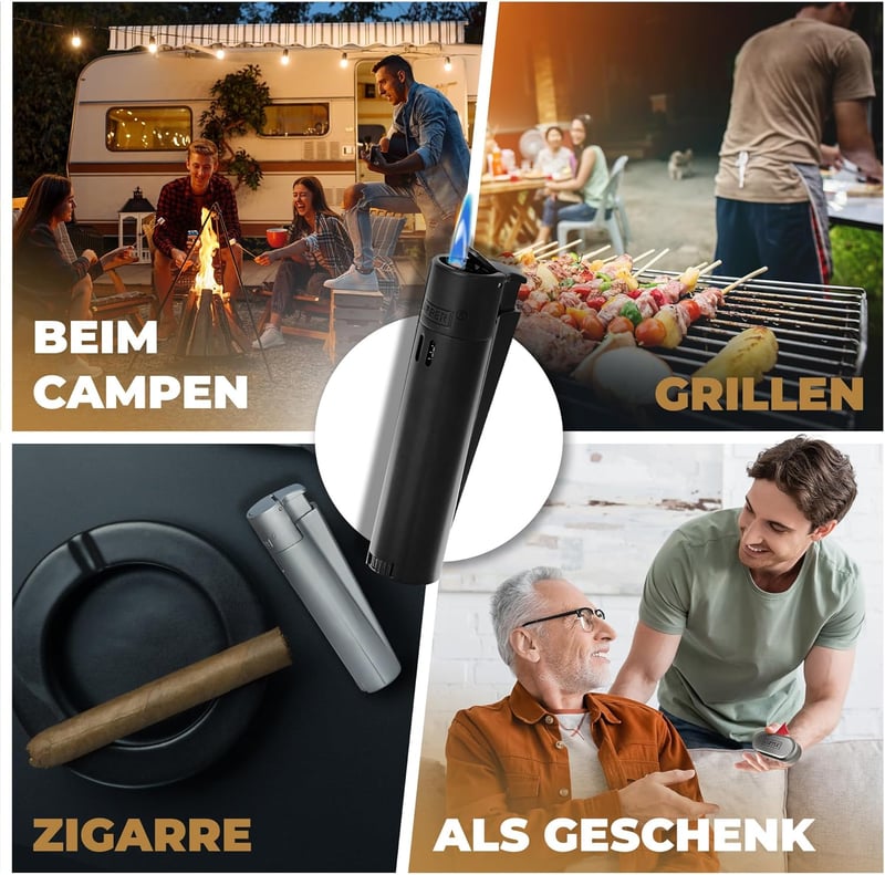 Personalisierbares Jetflammen-Feuerzeug aus Metall für Männer
