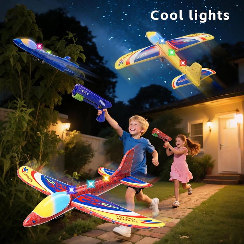 Flugzeug Launcher Spielzeugset mit LED für Kinder, 3 Teile