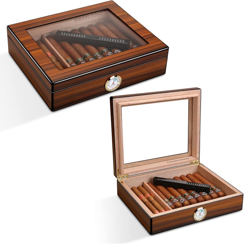 Zedernholz Zigarren Humidor mit Hygrometer für 20-25 Zigarren
