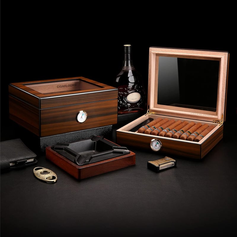 Zedernholz Zigarren Humidor mit Hygrometer für 20-25 Zigarren