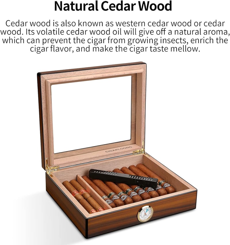 Zedernholz Zigarren Humidor mit Hygrometer für 20-25 Zigarren
