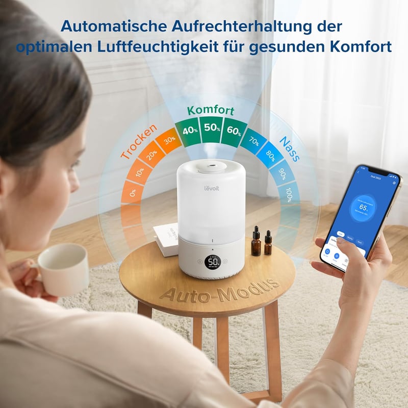 LEVOIT 3L Luftbefeuchter mit 360° Düse und Aroma Diffuser